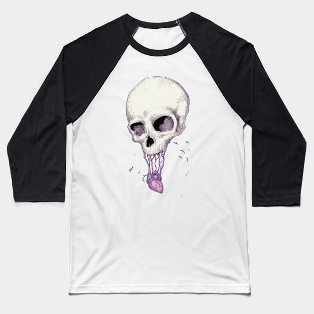 Skull Heart Baseball T-Shirt by LVBart